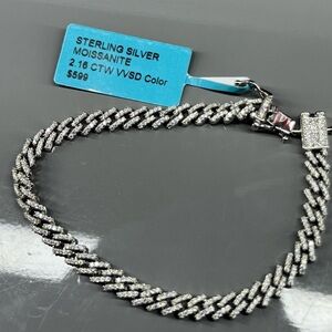 7.5 Inchss 925 Sterling Silver Moissanite 2.16 CTW VVSD Miami Cuban Bracelet